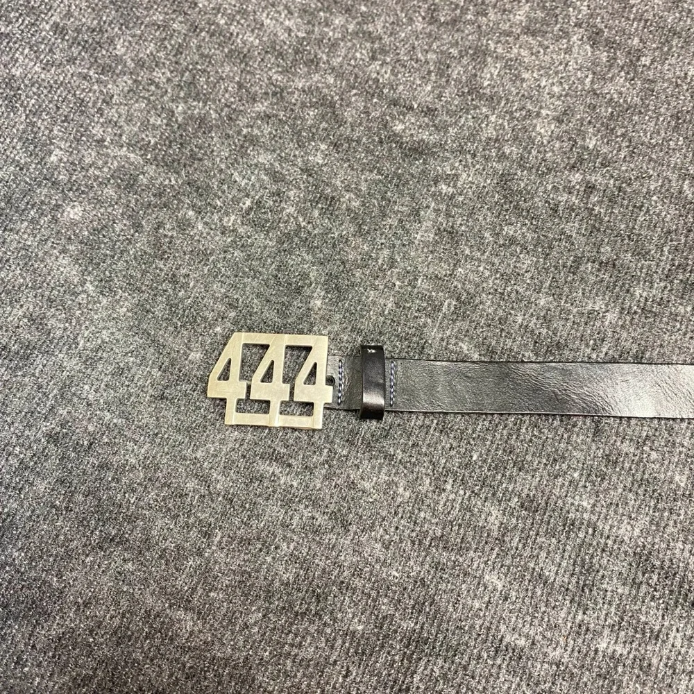 HM Black Genuine Leather Belt 444 Silver Buckle Made in Sweden Small